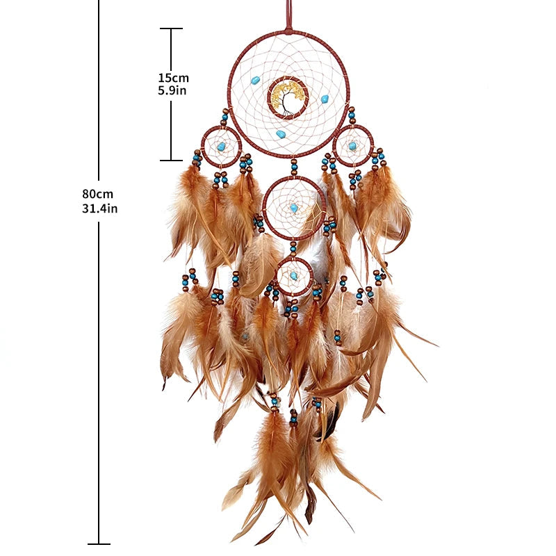 Tree of Life Dream Catcher Wind Chime – Natural Stone Wall Hanging - Winter Seller Hub