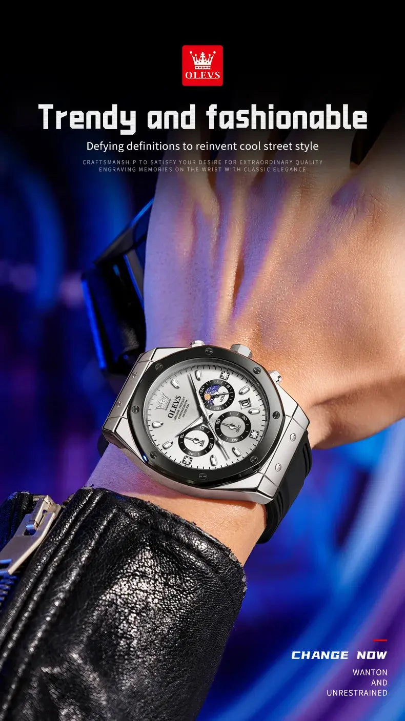 OLEVS 9911 Quartz Watch – Silicone Band, Luminous, 3 Bar - Winter Seller Hub
