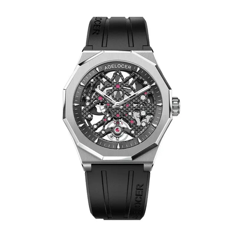 AGELOCER 6001A1-R Automatic Skeleton Watch – Sapphire, 5 Bar - Winter Seller Hub