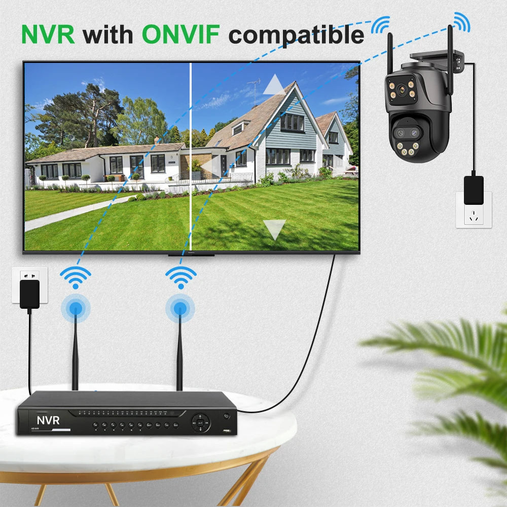 6K 9MP HD IP Camera Outdoor Three-Lens External WiFi Camera 4K/2K Dual Screen Security PTZ Cam Auto Tracking Surveillance iCSee - Winter Seller Hub