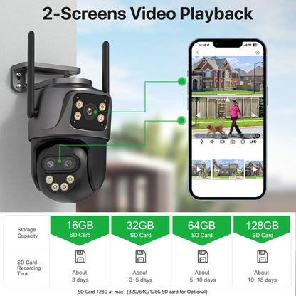 6K 9MP HD IP Camera Outdoor Three-Lens External WiFi Camera 4K/2K Dual Screen Security PTZ Cam Auto Tracking Surveillance iCSee - Winter Seller Hub
