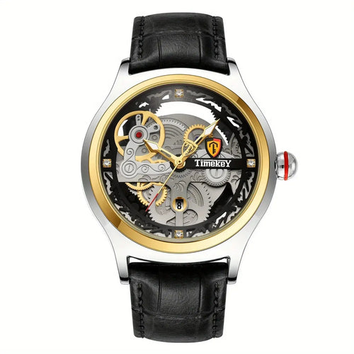 Timekey Luxury Quartz Watch – Leather Strap, Complete Calendar, 3 Bar - Winter Seller Hub