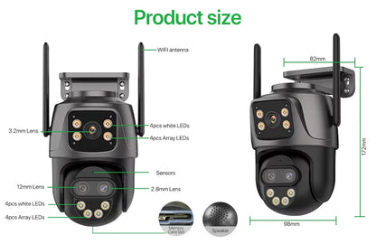 6K 9MP HD IP Camera Outdoor Three-Lens External WiFi Camera 4K/2K Dual Screen Security PTZ Cam Auto Tracking Surveillance iCSee - Winter Seller Hub