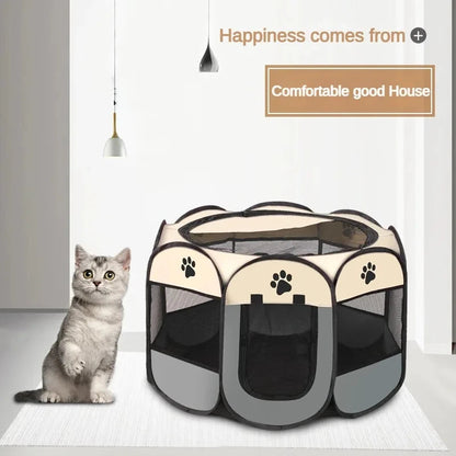 Foldable Pet Playpen – Octagonal Oxford Tent for Cats & Small Dogs - Winter Seller Hub