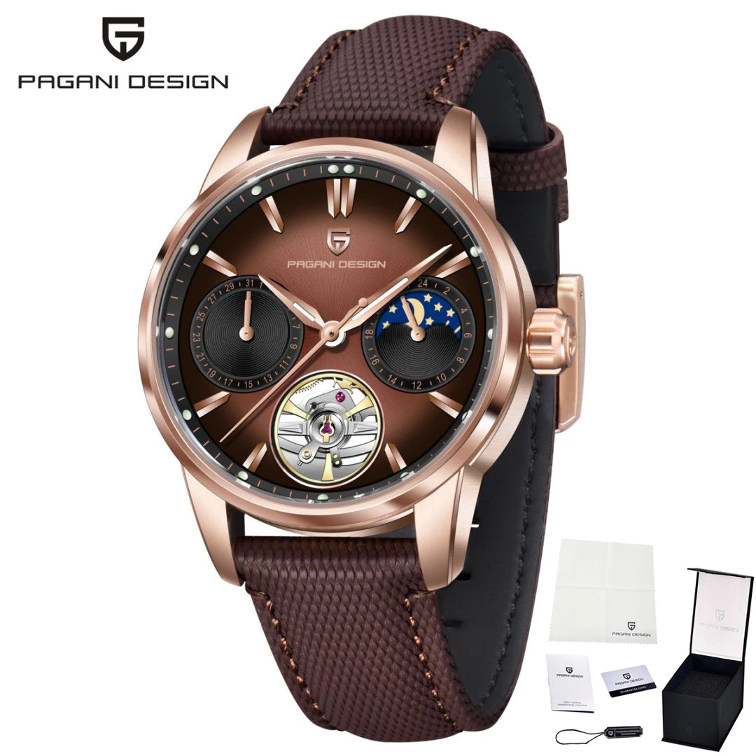 PAGANI DESIGN PD-YS021 Quartz Watch – Leather, Luminous, 10Bar Water-Resistant - Winter Seller Hub