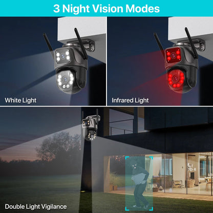 4K 8MP HD Wifi PTZ Camera Outdoor 4MP Dual Lens Dual Screen AI Auto Tracking IP Camera CCTV Audio Video Surveillance P2P iCSee - Winter Seller Hub
