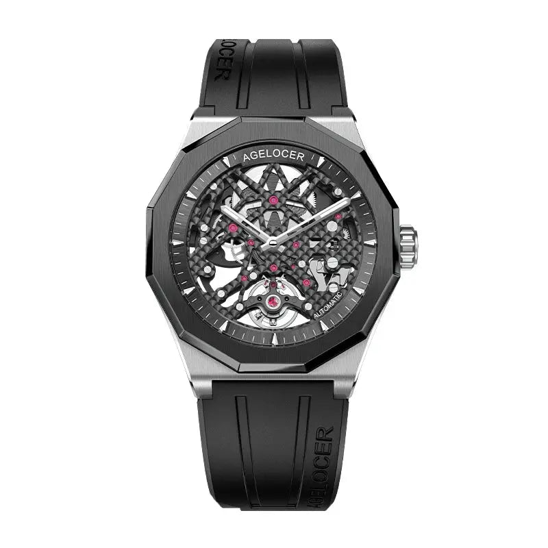 AGELOCER 6001A1-R Automatic Skeleton Watch – Sapphire, 5 Bar - Winter Seller Hub