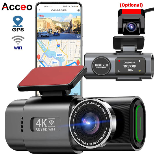 Dash Cam 4K UHD Recording Car Camera DVR Night Vision Video Recorder Built-In Wi-Fi Support GPS 24H Parking - Winter Seller Hub