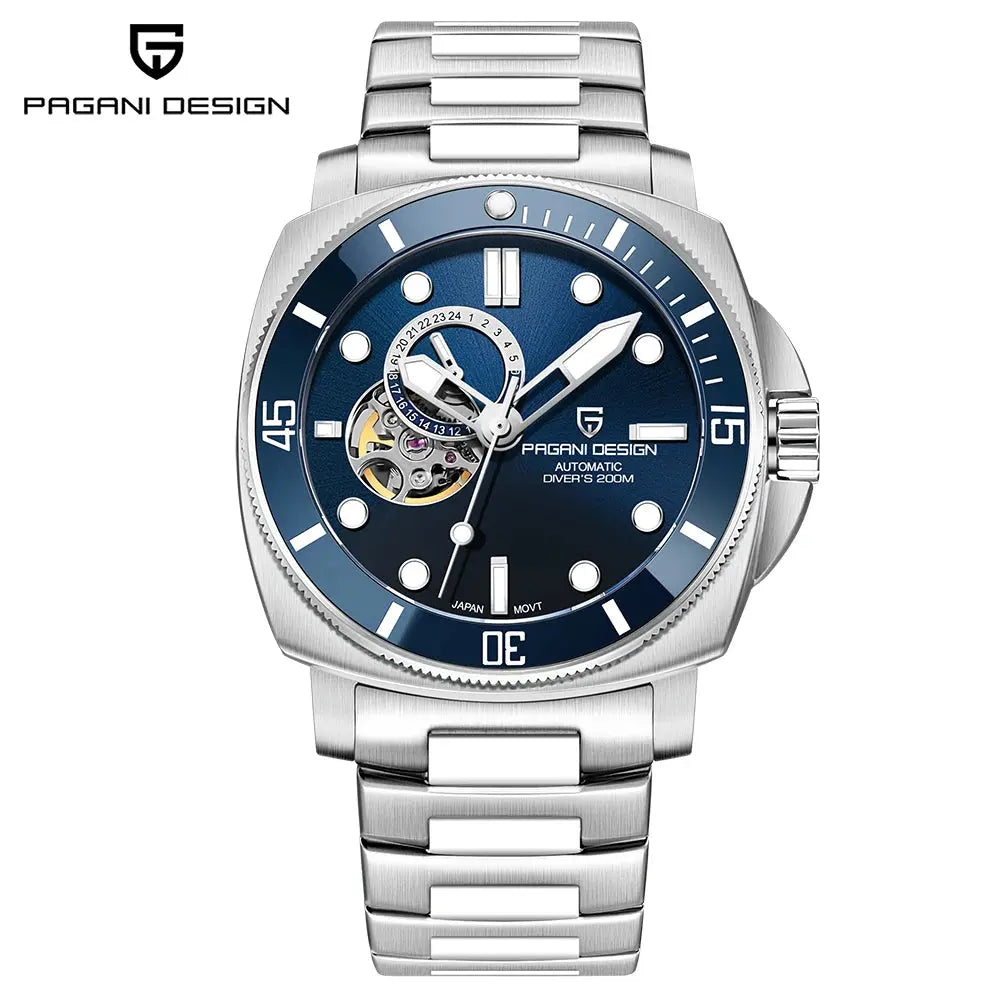 PAGANI DESIGN PD-1736 Automatic Skeleton – Sapphire, 20 Bar, Steel - Winter Seller Hub