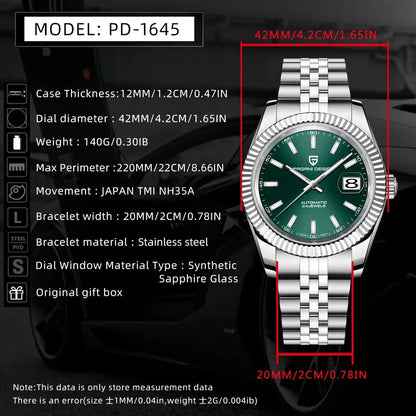 PAGANI DESIGN PD-1645 Automatic – Sapphire, 10 Bar, Stainless Steel - Winter Seller Hub