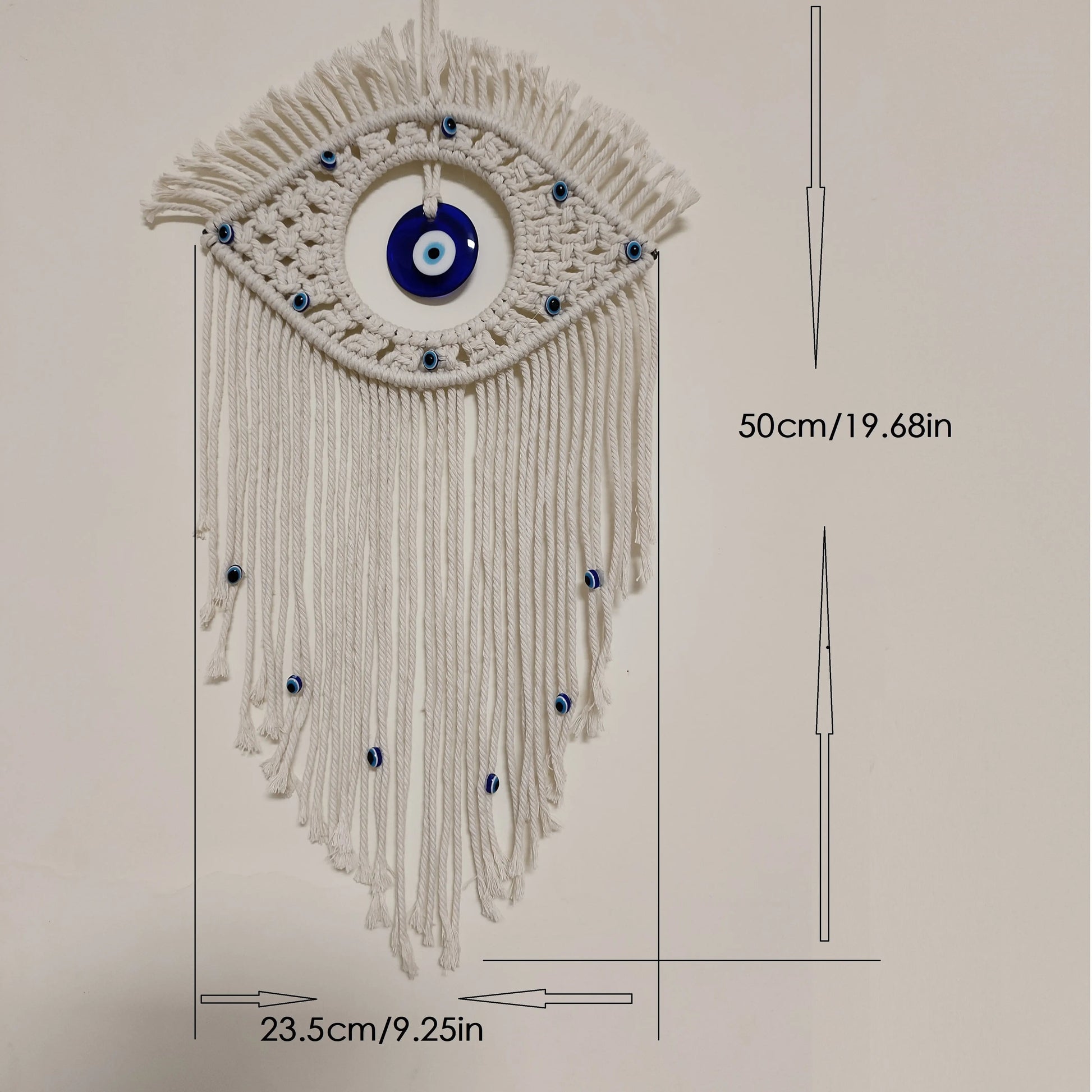 Handwoven Evil Eye Wall Tapestry – Blue Cotton Macramé Decor - Winter Seller Hub