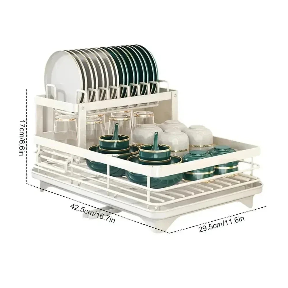 2-Tier Dish Drying Rack – Adjustable Bowl/Plate Organizer - Winter Seller Hub