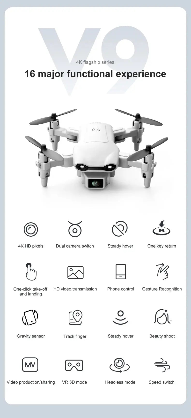 4DRC 2023 New V9 Mini Drone 4k HD Wide Angle Camera WIFI FPV Drones 1080P Dual Camera RC Dron Quadcopter Aircraft Kids Toys - Winter Seller Hub