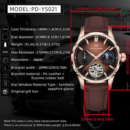 PAGANI DESIGN PD-YS021 Quartz Watch – Leather, Luminous, 10Bar Water-Resistant - Winter Seller Hub