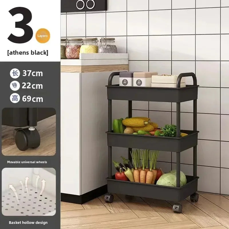 Multi-level Stroller Storage Rack for Kitchen Bedroom Bathroom Mobile Toilet Floor-to-ceiling Organizer with Snacks Holder Winter Seller Hub