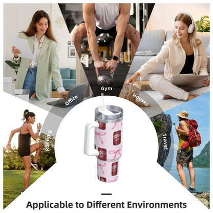 Dr Pepper 40oz Insulated Tumbler with Handle & Straw | Stainless Steel Travel Cup