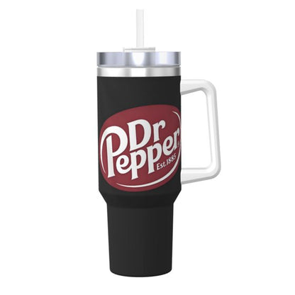 Dr Pepper 40oz Insulated Tumbler with Handle & Straw | Stainless Steel Travel Cup