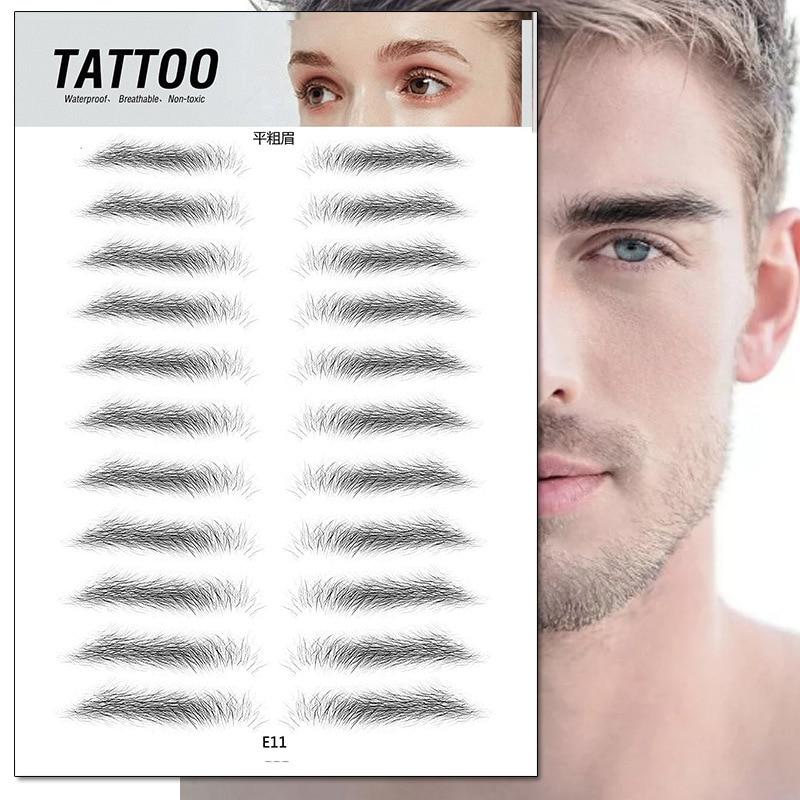 A sheet of black and gray 4D waterproof temporary eyebrow tattoos for easy application and long-lasting wear