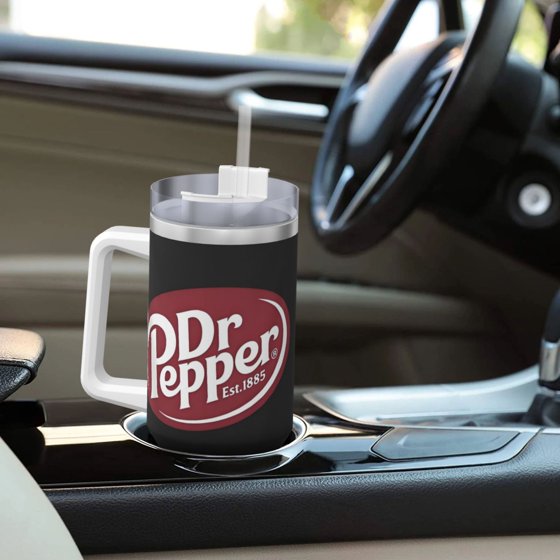 Dr Pepper 40oz Insulated Tumbler with Handle & Straw | Stainless Steel Travel Cup