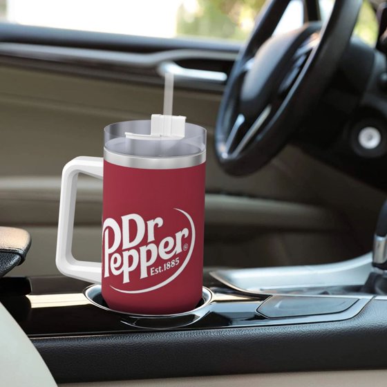 Dr Pepper 40oz Insulated Tumbler with Handle & Straw | Stainless Steel Travel Cup