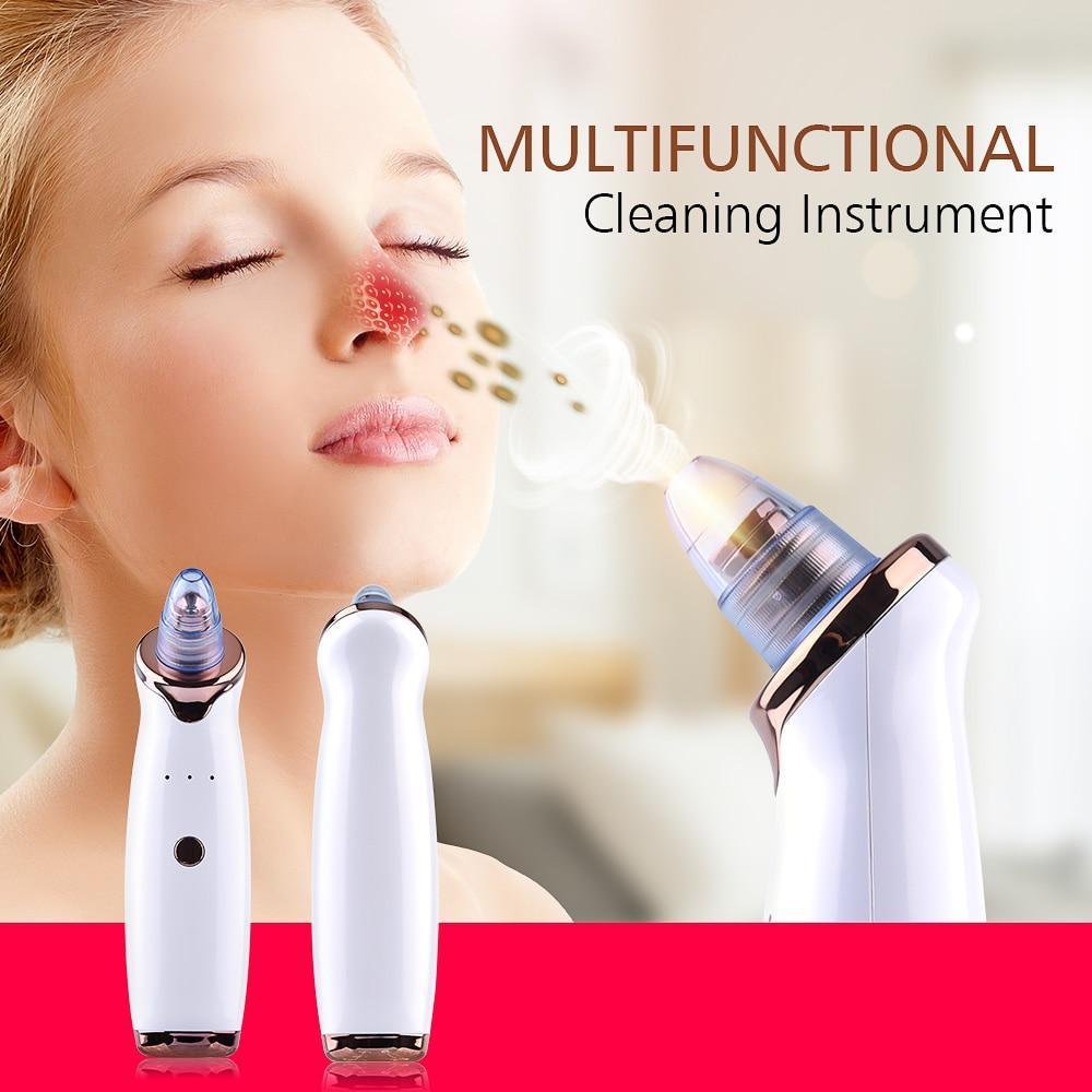 White and silver multifunctional electric blackhead remover vacuum with transparent nozzle for extracting blackheads